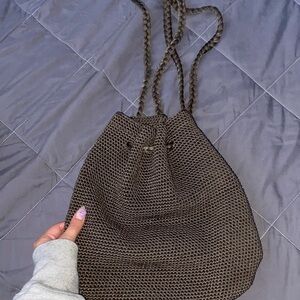 Elegant Brown Woven Tote Bag